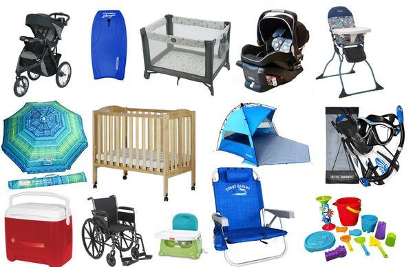 Baby Equipment, Beach Gear, Snorkel Sets, Wheelchairs, Camping Gear and more! Whatever you need on vacation...delivered.