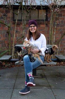 Dr. Vivian Ledesma with her furry assistants.