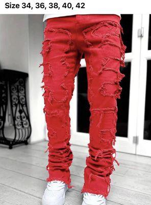 Red stacked Jeans $45