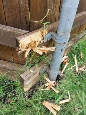 Close Up of fence damage