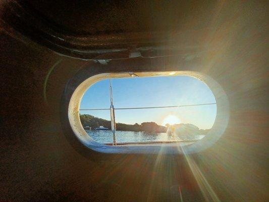 View in the the morning, moored at Molokai