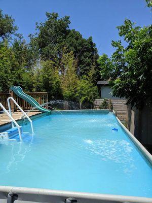 Above ground pool customer.  This is after our services.  I think anyone would swim in this!