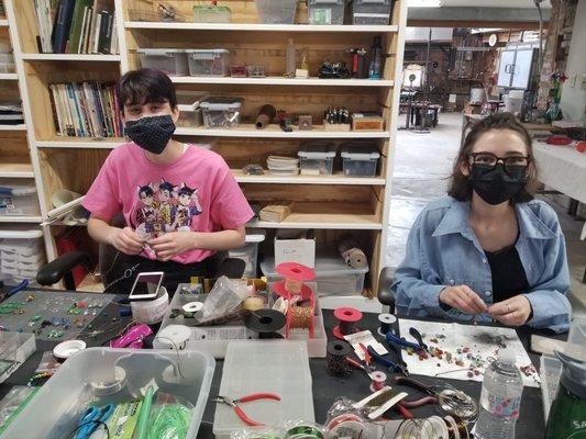 Fired Up! students in beadmaking studio