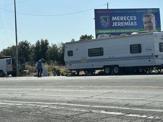 Homeless camp across from the restaurant