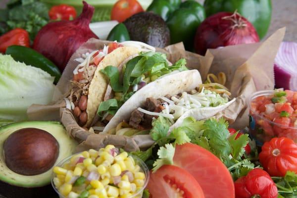 pork and steak tacos