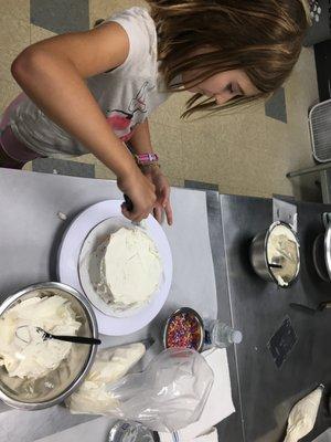 Barrington Summer Camper shaving FUN at a local bakery.