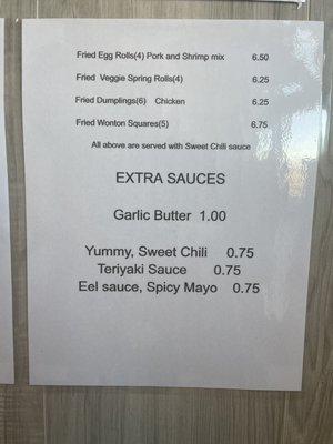 Menu - Extra Sauces