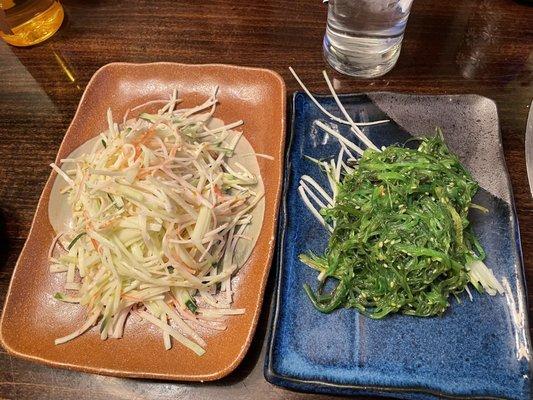 Kani salad and seaweed salad