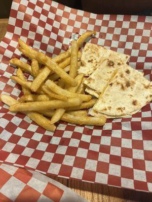 Kids cheese quesadilla and fries