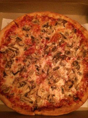 Mushroom pizza ( with some chopped garlic included )