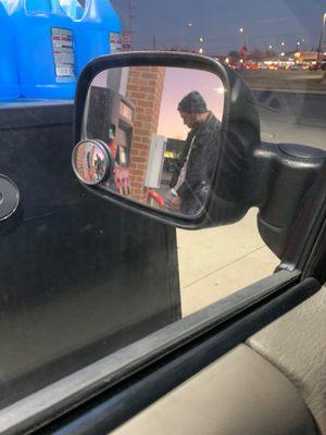 The gas pump, and my boyfriend pumpkin my gas for me