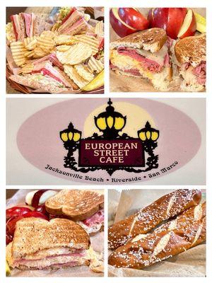 Club European, Pastrami Reuben, Classic Reuben and Jumbo German Pretzel Sticks. (･‿･) #Supportlocal @ European Street-Park St.