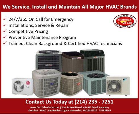 We Service All Major HVAC Brands!