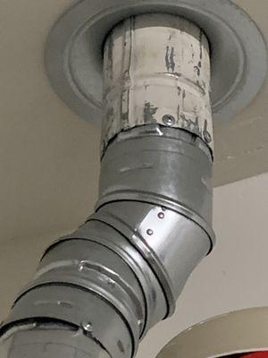 used vent parts from another homes repair - all to save Chas Roberts money