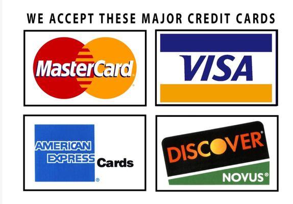 All major credit cards accepted