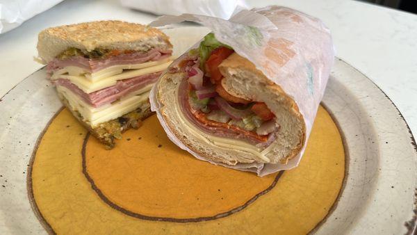 1/4 of the muffuletta and half the sub