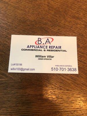 B.A Appliance Repair