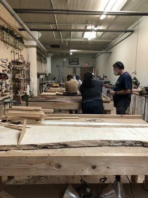 Flattening the wood with a router