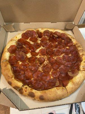 Pepperoni lover's with a stuffed crust