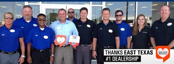 Thank you East Texas for choosing us as your #1 dealership!