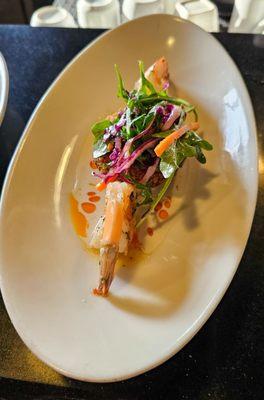 Crab cake and prawns