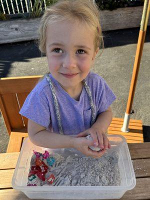 Enjoying sand in our outdoor classroom