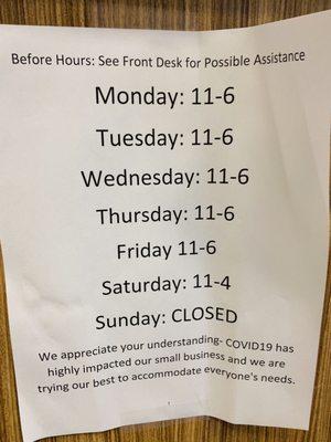 Shop hours