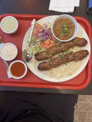 Beef kabob platter