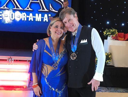 Tom and Kathy after placing one of the Top Couples at a DOR in Prague during Summer 2019.