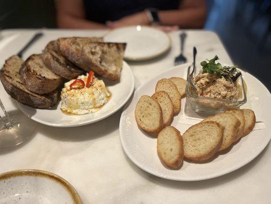 Whipped feta dip and smoked fish dip