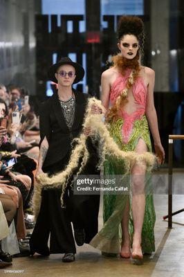 My model and I walking the Hair Couture Show at NYFW, captured by Getty Images