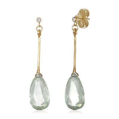 Green Amethyst Drop Gold-filled Earrings