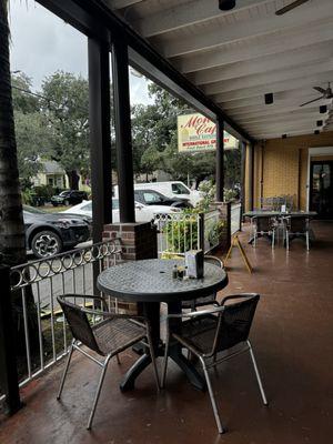 Pleasant, covered outdoor seating