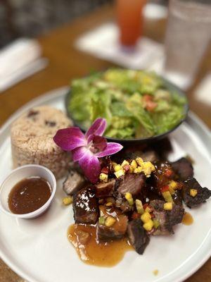 Jerk Pork, Coconut Rice and Beans & Side Salad