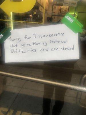 They knew they were experiencing technical problems, but didn't report this to corporate to turn off accepting orders through their app?