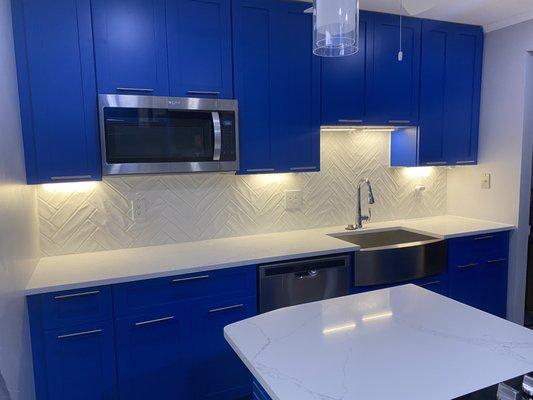 Kitchen Remodel with Custom Blue Cabinets