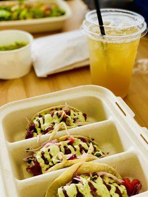 3 Piece Beef Taco (Impossible)  Lemon Ginger Ice Tea Delish!