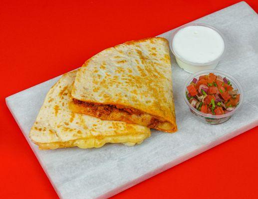 Quesadilla with pico and sour cream