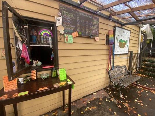 Outdoor window service with new roof!