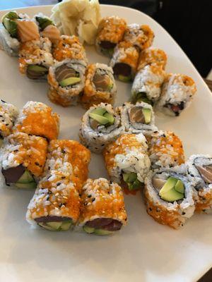 Two Tuna Avocado Roll and two Salmon Avocado Roll