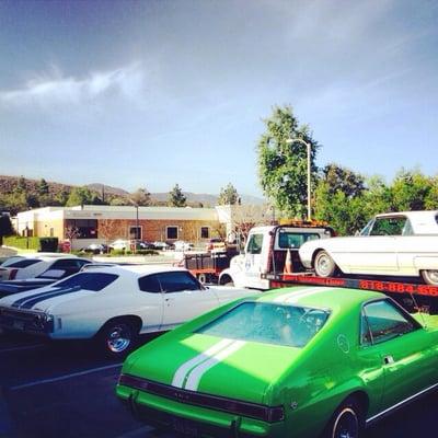 Classic ford T-bird on its way to its new home.