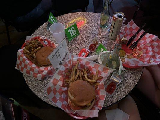 Burgers and fries - yum!