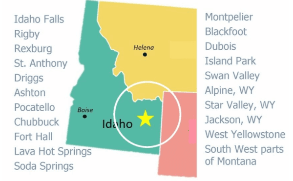 We Service a 250 Mile Radius From Idaho Falls, Idaho