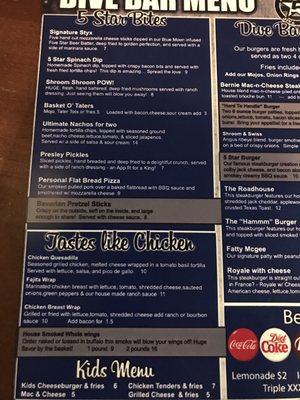 New menu, hold over items from previous menu