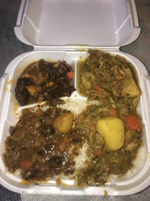 Half Oxtails, Half Curry Chicken W/ Steam White Rice