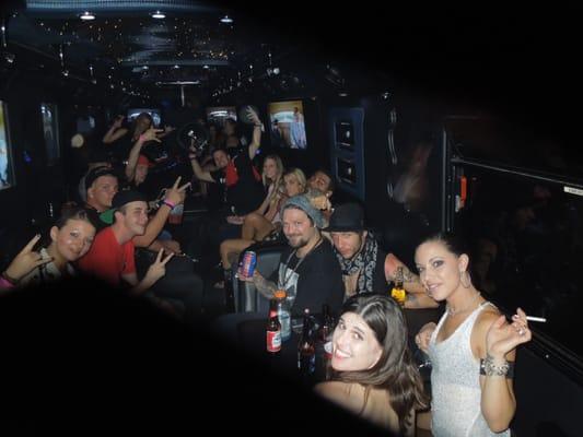 Bam Margera and crew on our way to Mike Busey's Sausage Castle on the Night Train Party Bus