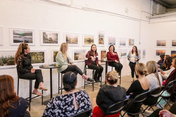 Panel of women at 1835 creative studios in Allison Davis fine art gallery Revealed at the Edge.