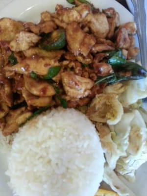 Chicken pad kra pow (lunch)