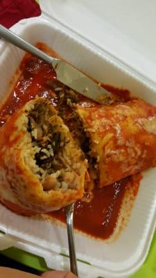 Inside of the wet burrito