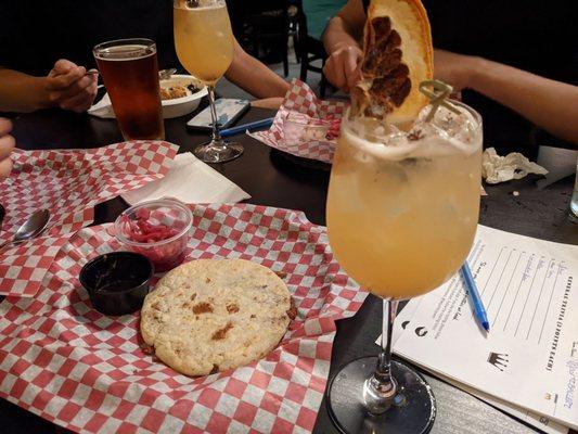 Vegan (gf) pupusa, saluki cocktail, trivia